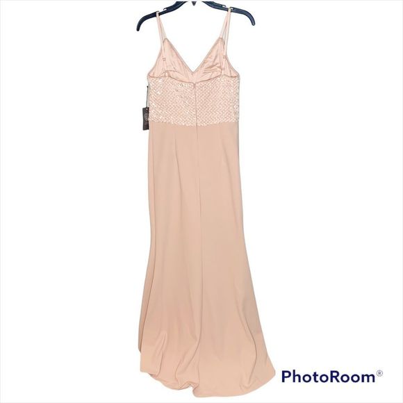 Vince Camuto Womens Pink Spaghetti Strap Full-Length Fit + Flare Evening gown - Picture 6 of 11